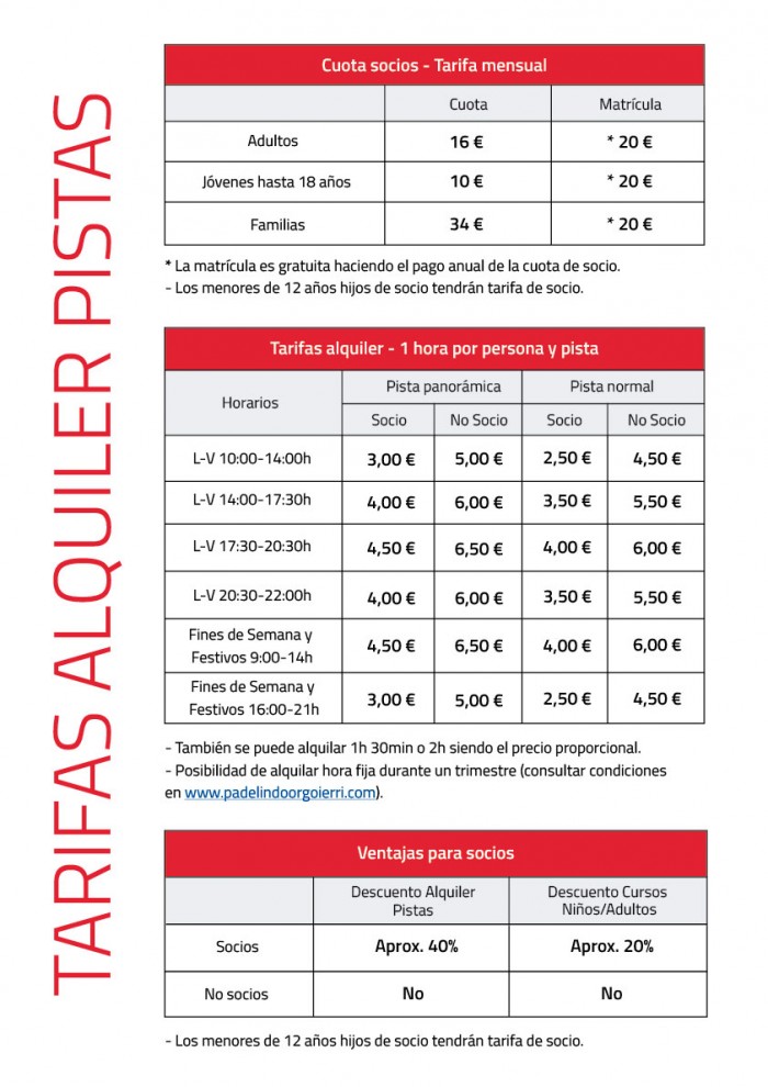 Nuevas Tarifas de Alquiler 2016